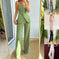 tube top and pants set | polyester spandex fabric | sleeveless button down top | ultrasonic cleaning