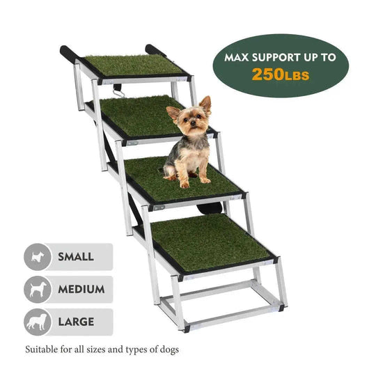 Foldable Dog Ramp For Cars, SUVs, Trucks, Portable Pet Dog Stairs For Large Dogs With Non-Slip Surface Reinforced Design, ...