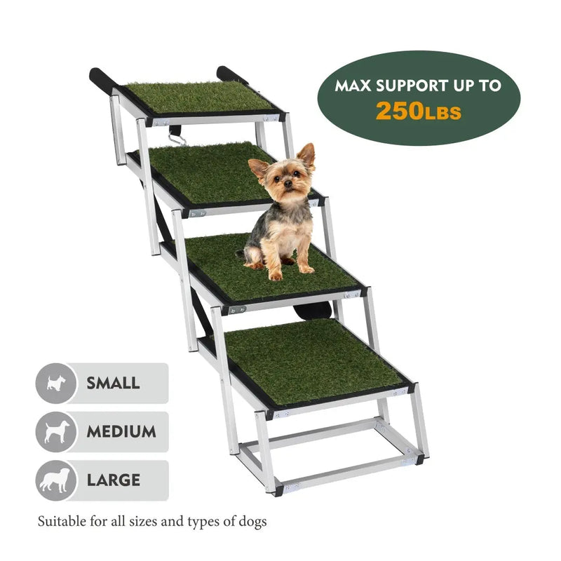 Foldable Dog Ramp For Cars, SUVs, Trucks, Portable Pet Dog Stairs For Large Dogs With Non-Slip Surface  Reinforced Design, Lightweight Yet Sturdy Supports Up To 250lbs Meifu Market