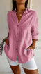 Lapel Long Sleeve Shirt Women's Single-breasted Pleated Shirt Meifu Market