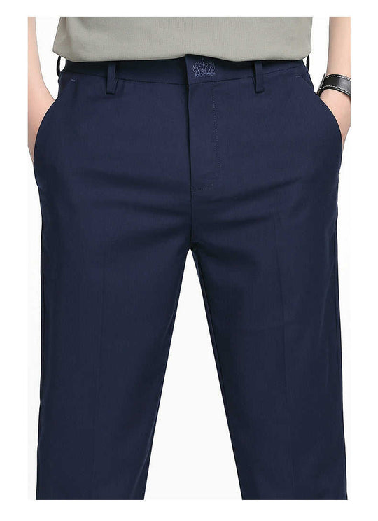 Men's Slim Straight Dress Pants | Polyester Stretch Business Trousers - Meifu Market