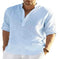 cotton linen blend fabric | loose fit long sleeve shirt | mens casual solid color shirt | energy saving