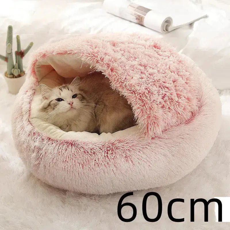2-in-1 Dog & Cat Bed - Round Plush Warm Winter Pet House Meifu Market