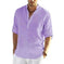 cotton linen blend fabric | loose fit long sleeve shirt | mens casual solid color shirt | ultrasonic cleaning