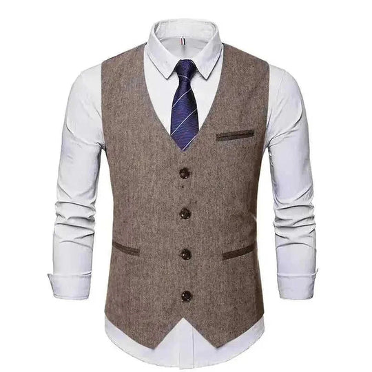 A Simple And Casual British Style Vest In Contrasting Colors For Men Without Straps - main view (pattern: solid, check |...
