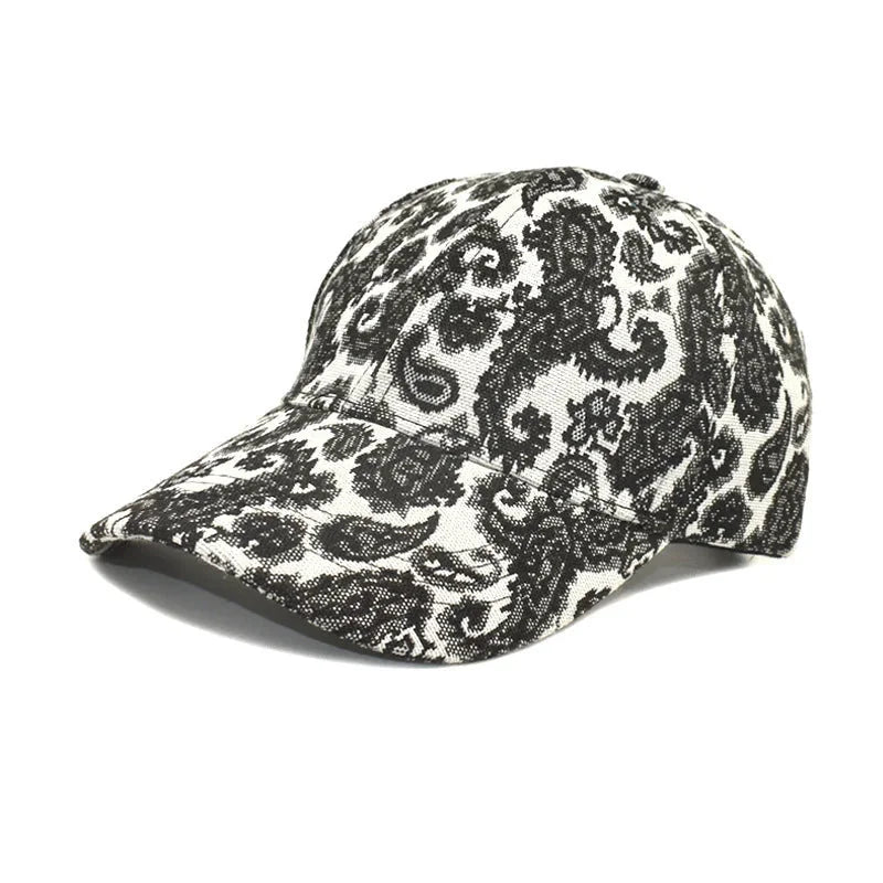 paisley pattern baseball cap | lightweight cotton blend cap | adjustable snapback closure | energy saving