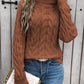 Women's Cable-knit Turtleneck Sweater Meifu Market
