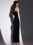 off-shoulder evening dress | black diamond evening gown | formal event dress | energy saving