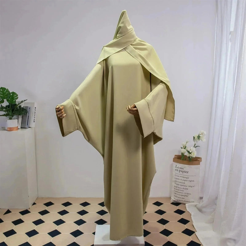 solid color abaya set | lightweight cotton robe | long sleeve maxi dress | ultrasonic cleaning