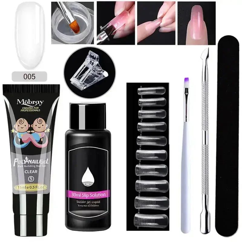 crystal nail extension kit | professional nail art set | acrylic nail forms set | ultrasonic cleaning