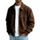 Men's Retro Corduroy Jacket - Casual Long Sleeve Pocket Coat Navy Blue - color variant display