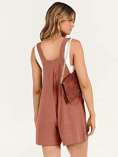 Women's Short Overalls Summer Casual Adjustable Strap Loose Short Bib Overalls Jumpsuit Rompers 