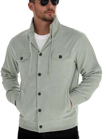 corduroy jacket for men | cotton blend material | casual outerwear jacket | energy saving
