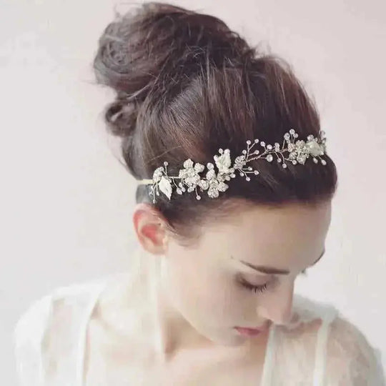 handmade pearl bridal crown | swarovski crystal hair ornament | wedding hair accessories for bride | ultrasonic cleaning