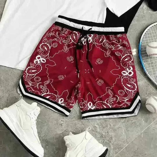 American Fashion Brand Summer Quick-dry Basketball Shorts Casual Sports Pants Paisley Fifth Pants Workout Shorts Men - close-