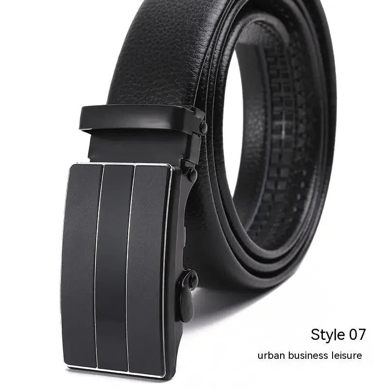 automatic buckle belt | genuine leather belt for men | litchi pattern texture | ultrasonic cleaning