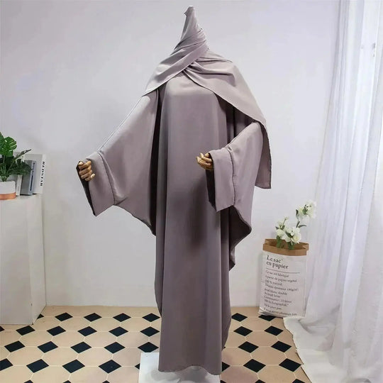 solid color abaya set | lightweight cotton robe | long sleeve maxi dress | energy saving