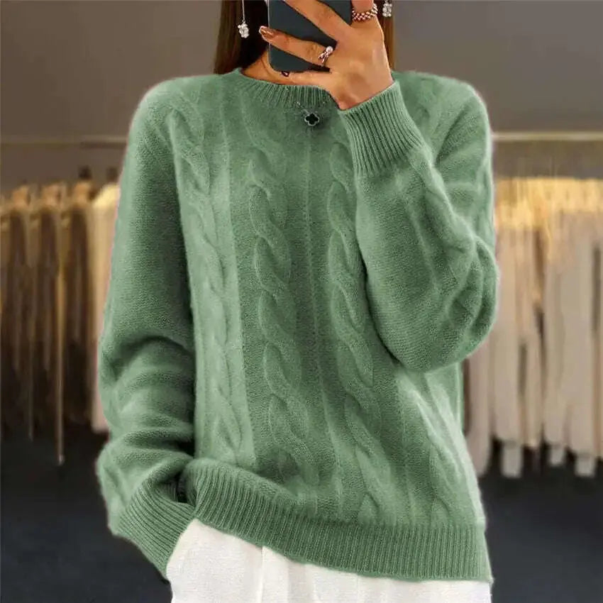 Fashion Retro Cable-knit Pullover Sweater Women Meifu Market