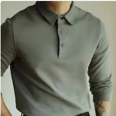 luxurious air layer cotton | long-sleeved polo shirt | breathable cotton fabric | ultrasonic cleaning