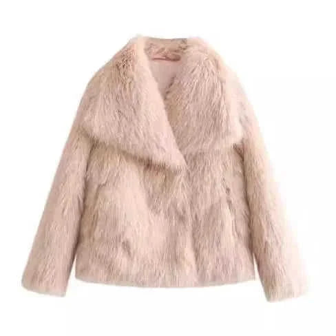 plush sherpa coat for women | long winter coat with lapel | thickened warm jacket | energy saving