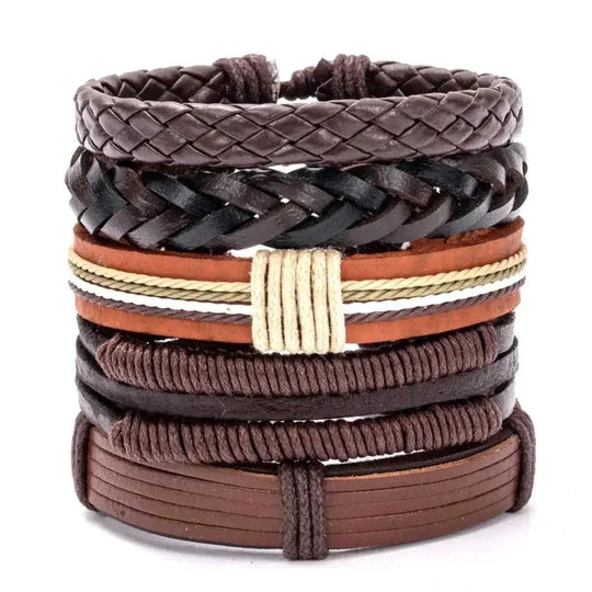 genuine leather bracelet | adjustable woven bracelet | multi-layer charm bracelet | energy saving