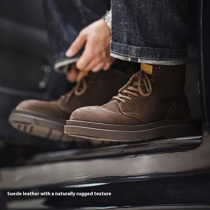 Men's Casual Retro Platform Middle High Top Suede Martin Boots Meifu Market