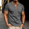 Fashion Short-sleeved Polo Shirt Summer Button V-neck T-shirt Tops Mens Clothing Dark Grey - scale comparison view