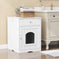 Cat Litter Box Enclosure - Wooden Furniture Side Table with Hidden Storage White - main product image