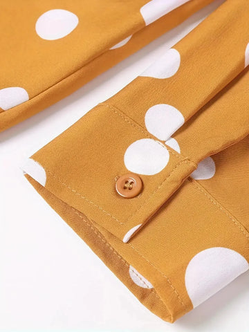 long sleeve polka dot shirt | cotton blend casual shirt | mens button down shirt | energy saving