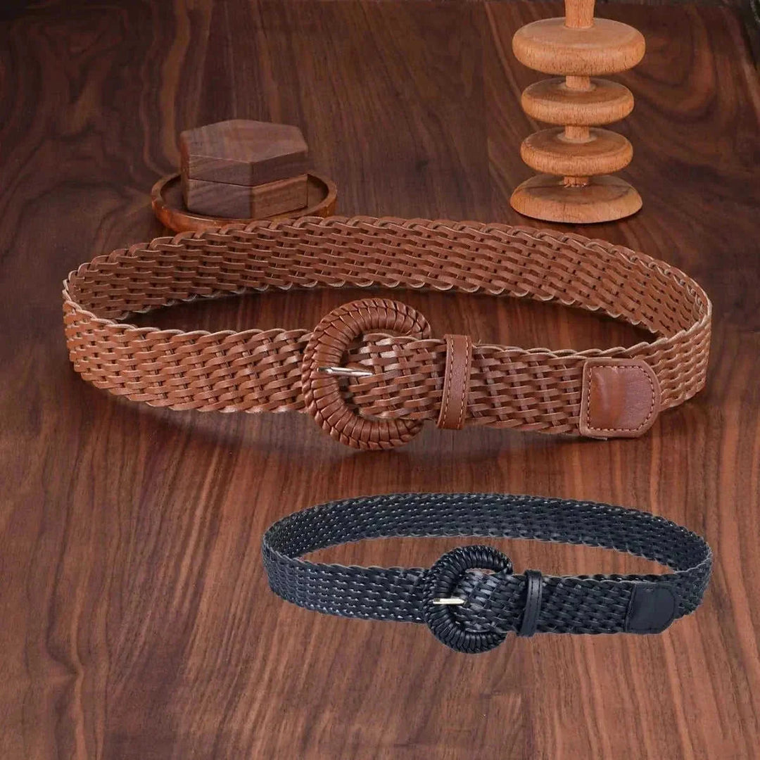 handmade leather belt for women | genuine leather belt with buckle | adjustable woven belt | ultrasonic cleaning