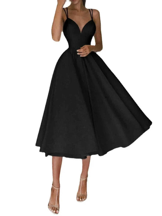 sexy v-neck suspender dress | summer a-line maxi dress | womens long formal dress | energy saving