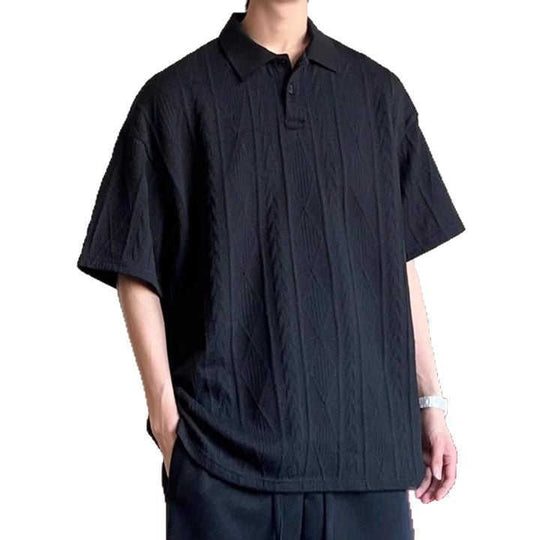 Wheat Ear Jacquard Polo — Men's Relaxed Knit Summer Shirt