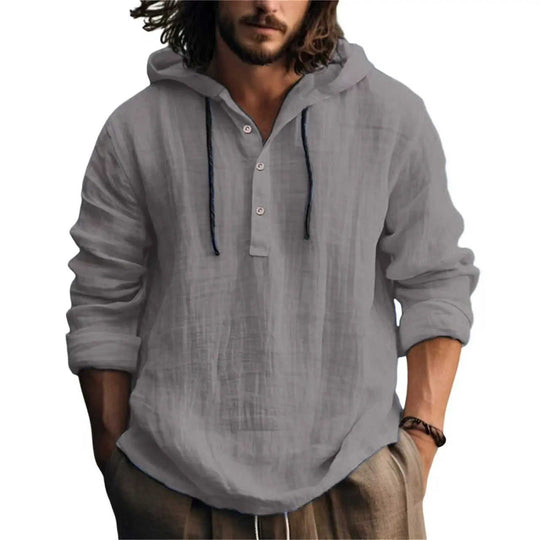 New Wish Cotton Linen Shirt Hooded Sweater Long Sleeve Hooded Casual Daily Clothing Dark Brown - available style options
