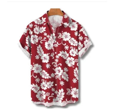 Summer Casual Printed Hawaiian Shirt Men Vacation Seaside