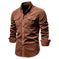 Cotton Japanese Corduroy Slim Casual Men's Shirt Red - available style options