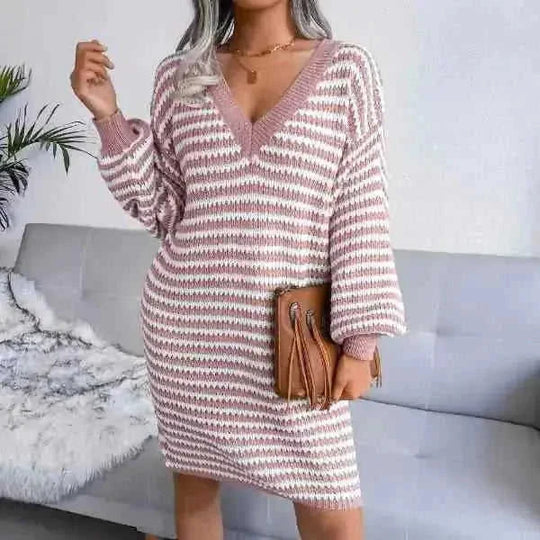 machine-washable wool blend | midi length sweater dress | thermal knit fabric | energy saving