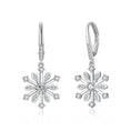 sterling silver earrings | zirconia snowflake jewelry | leverback dangle earrings | energy saving