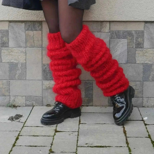 Autumn And Winter New Solid Color Mohair Long Tube Pile Style Foot Women's Fashion Casual Knitted Bunching Socks Khaki - s...