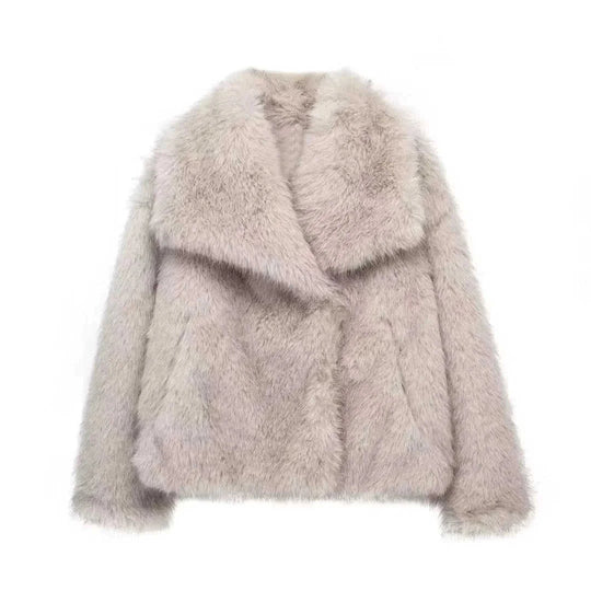plush sherpa coat for women | long winter coat with lapel | thickened warm jacket | energy saving