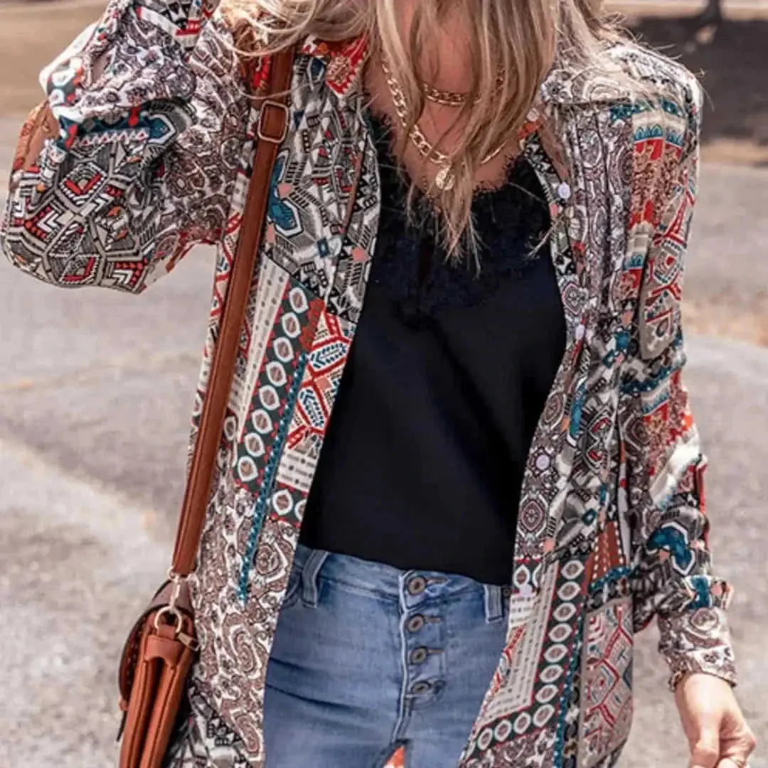 Printed Beach Cardigan Long Sleeve Top LC2542146 Color - color variant display