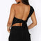 Ins Lace Backless Top Summer Solid Color Waistless Asymmetrical Sloped Neck Vest Streetwear Womens Clothes White - availab...