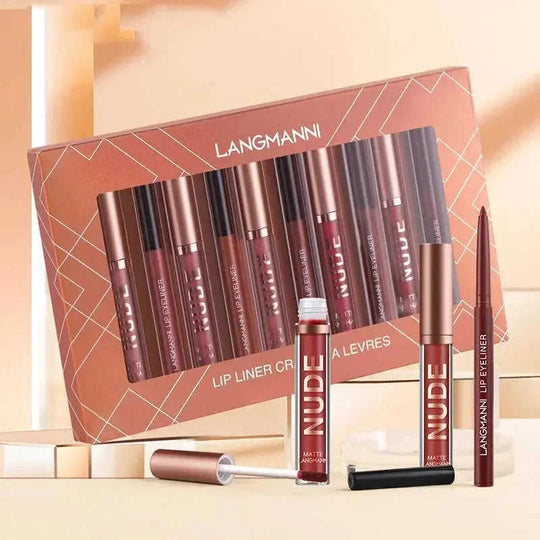 Lip Liner And Lipstick Makeup 12 Pcs Set 6 Matte Lipstick 6 Lip Liner Pens Waterproof Long Lasting Matte Lipstick Beauty C...