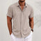 Men's Solid Color Loose Linen Short-sleeved T-shirt White - color variant display