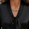 Women's Elegant Satin Blouse, Long Sleeve Button Down Shirt With Ribbon Detail For Office Work Meifu Market