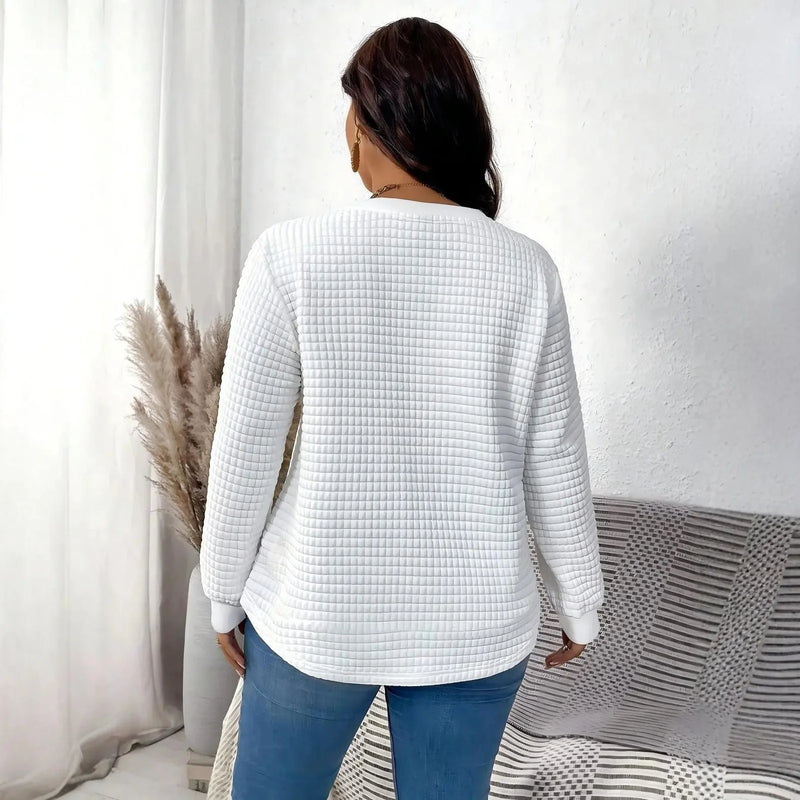 plus size long sleeve sweater | soft cotton blend fabric | oversized fit womens top | energy saving