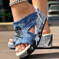 Newspaper Skull Original Hem Platform Wedge Slides - Anklet Not Included Meifu Market