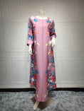 rhinestone print maxi dress | long sleeve positioning print robe | polyester chiffon muslim dress | ultrasonic cleaning