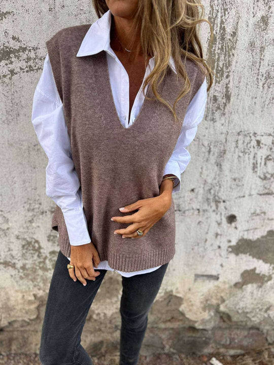 Women's V-neck Knitted Sweater Vest Meifu Market