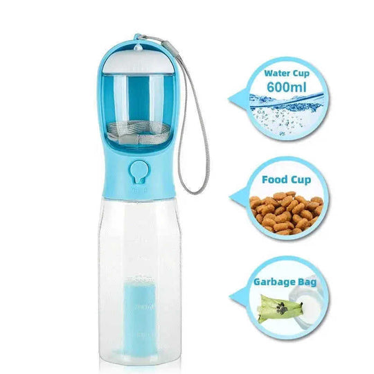 Portable Cat Dog Water Bottle Food Feeder Drinker Poop Dispenser 3 In 1 Leak-proof Multifunctional Dog Water Bottle Pet Pr...