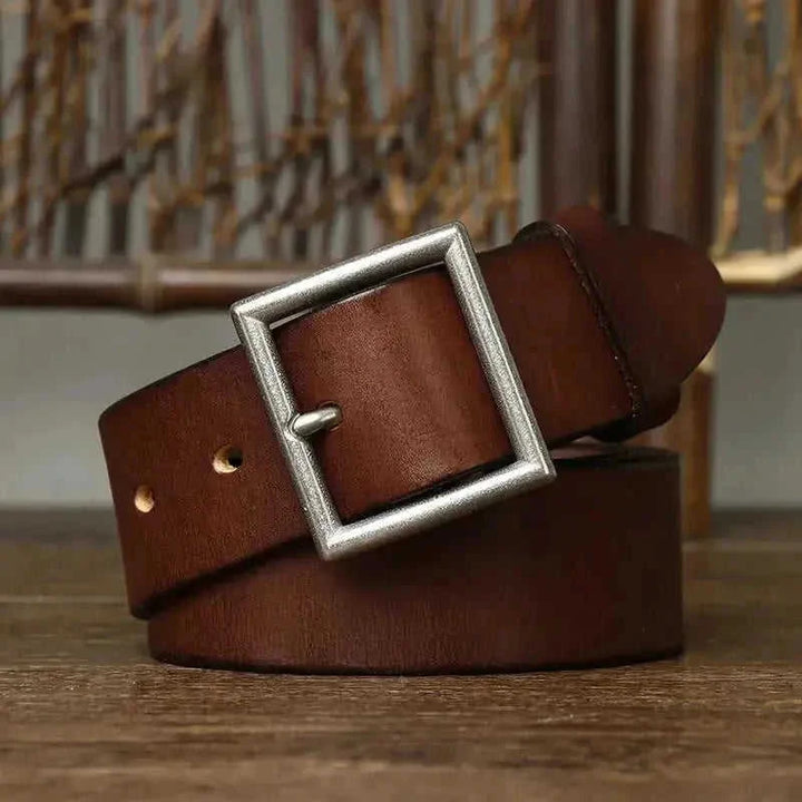 handmade full-grain leather belt | premium cattlehide leather belt | heavy-duty brass buckle belt | energy saving
